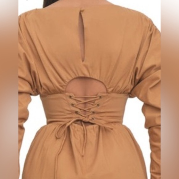 Andrea Iyamah Palla Dress Caramel Corset Midi NWT - Picture 8 of 12